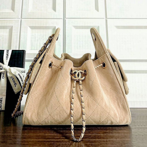 Chanel Drawstring Bucket Bag — Quilted Suede | 28 cm | 7 Colors Without Box