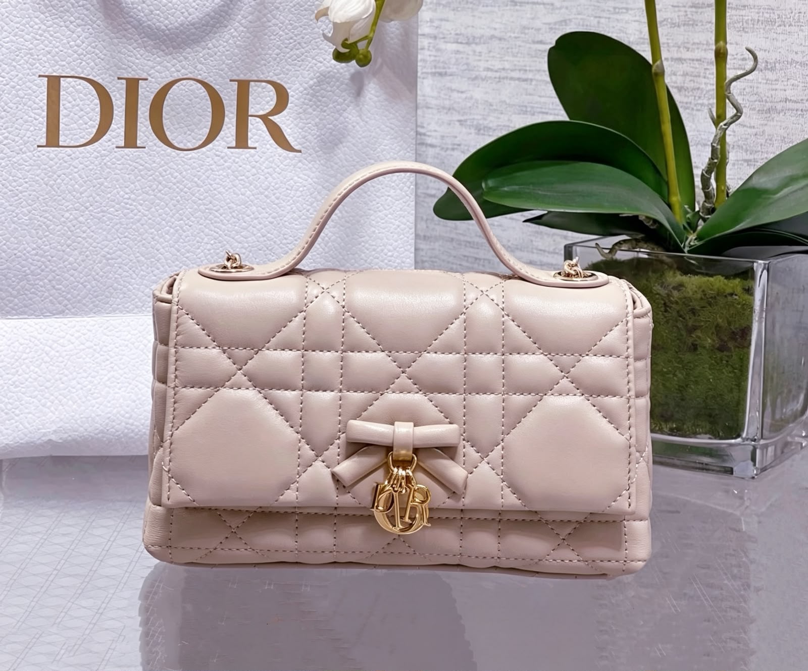 DIOR Quilted Top Handle — 25 cm | 6 Colors with Box