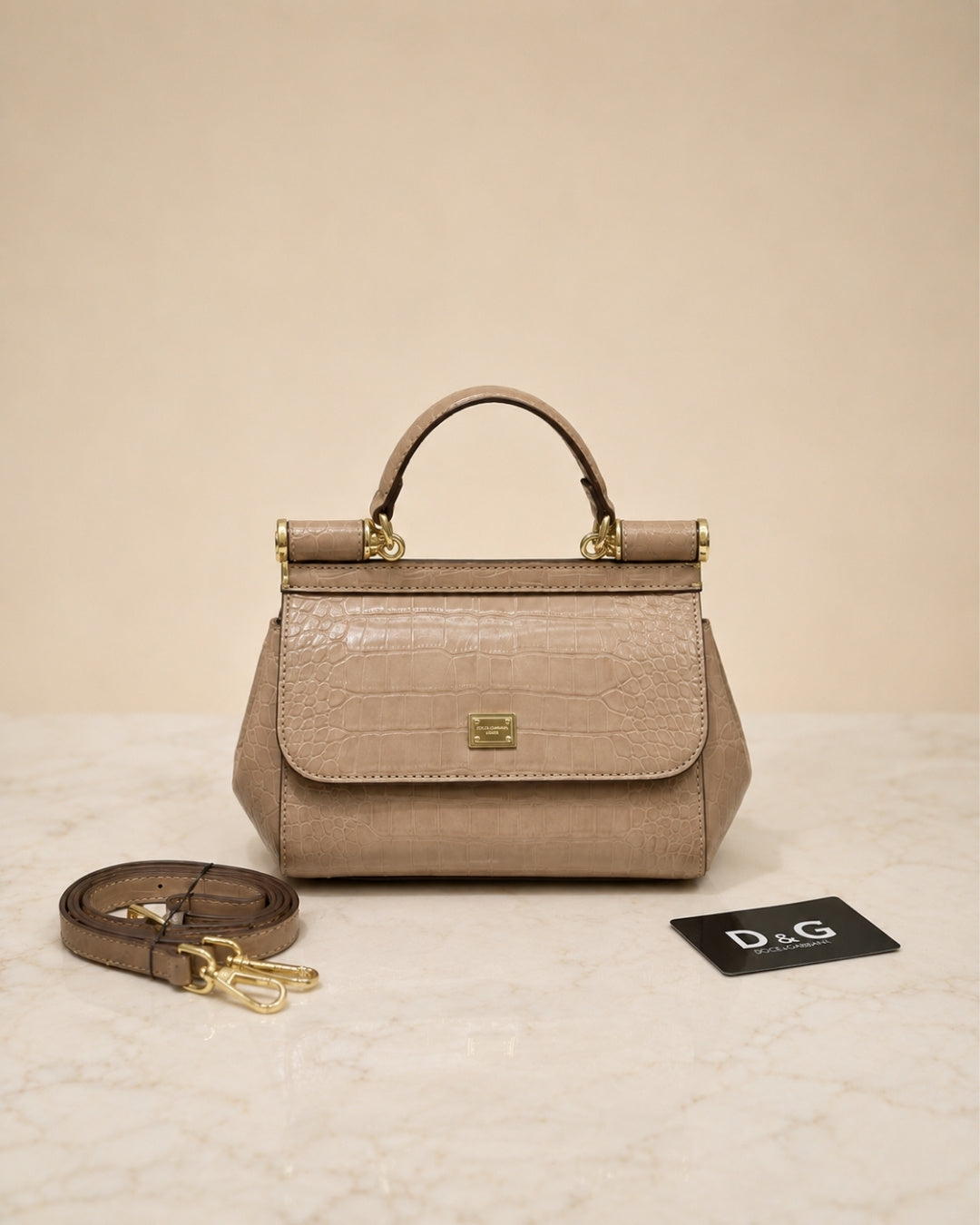 DOLCE & GABBANA Croc Top Handle Bag 20cm