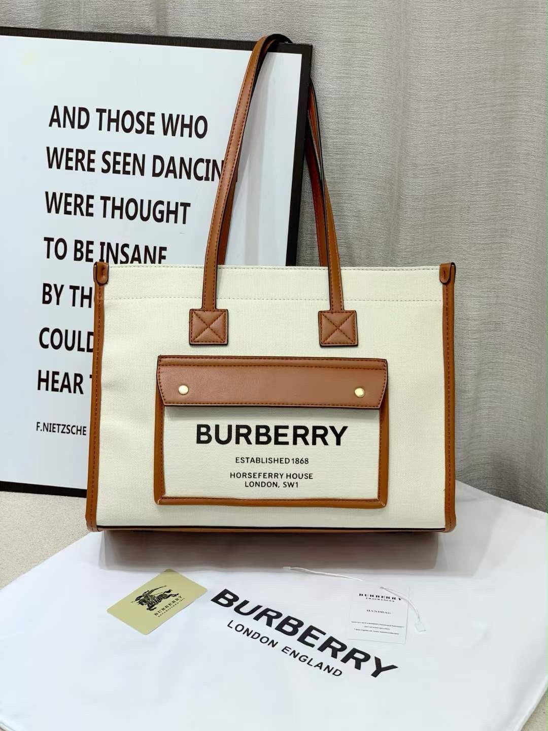 BURBERRY Archive Canvas Tote — 36 cm | 5 Colors Without Box