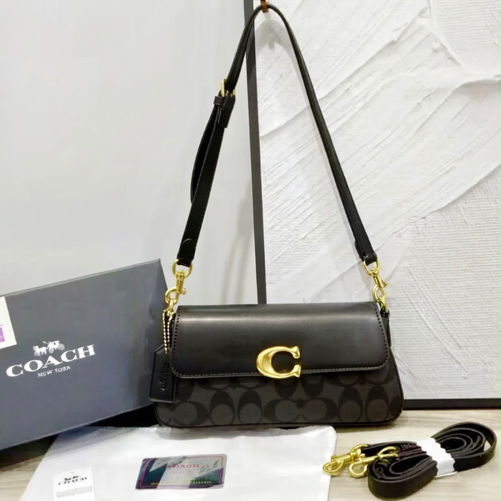 COACH Signature Flap Shoulder Bag — 25 cm | 6 Colors With Box