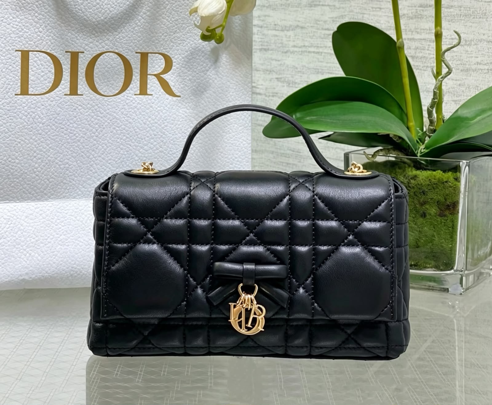 DIOR Quilted Top Handle — 25 cm | 6 Colors with Box