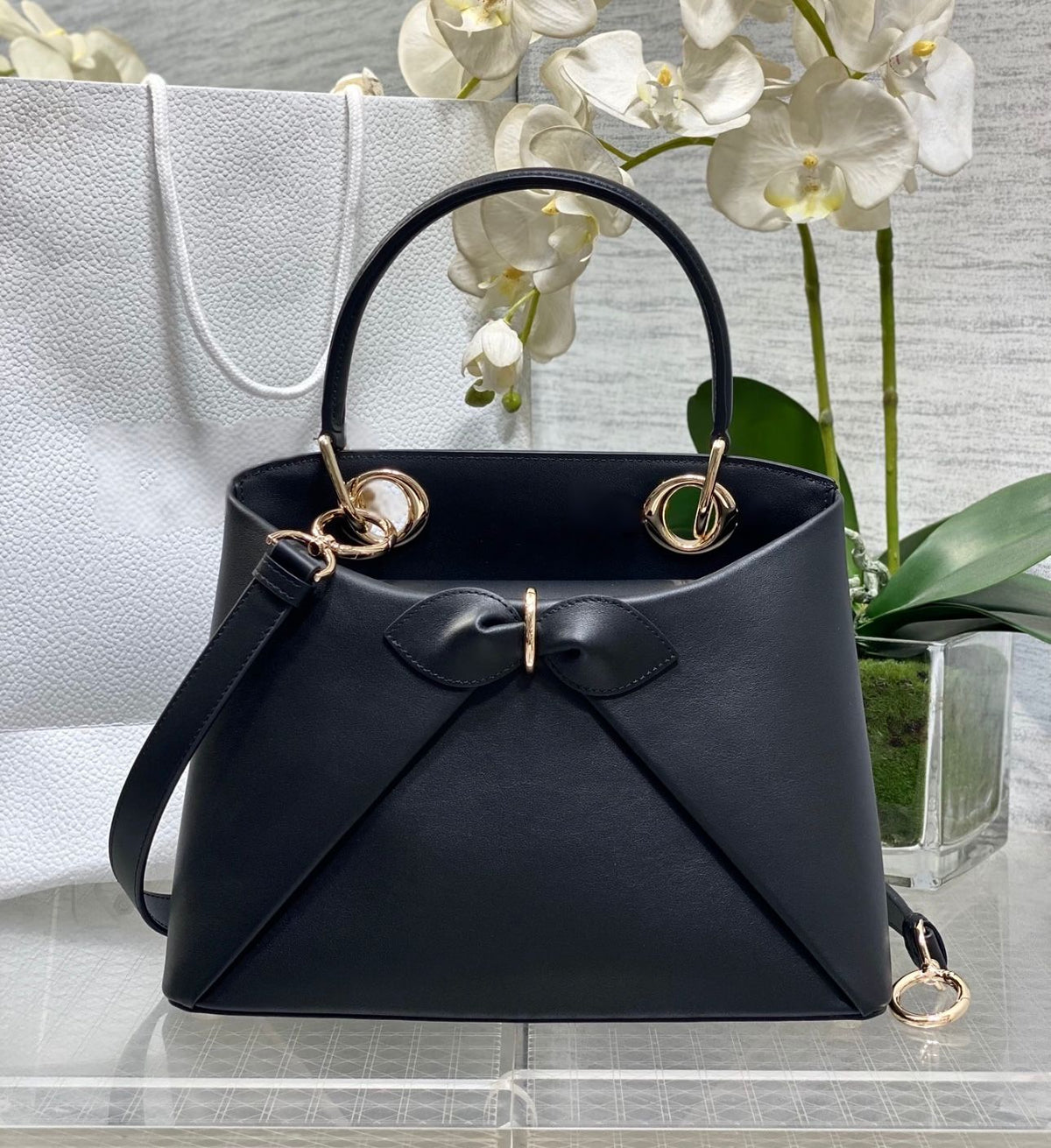 DIOR Bow Top Handle Shoulder Bag 28cm