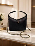 CHANEL Raffia Curved Shoulder Bag 22 cm