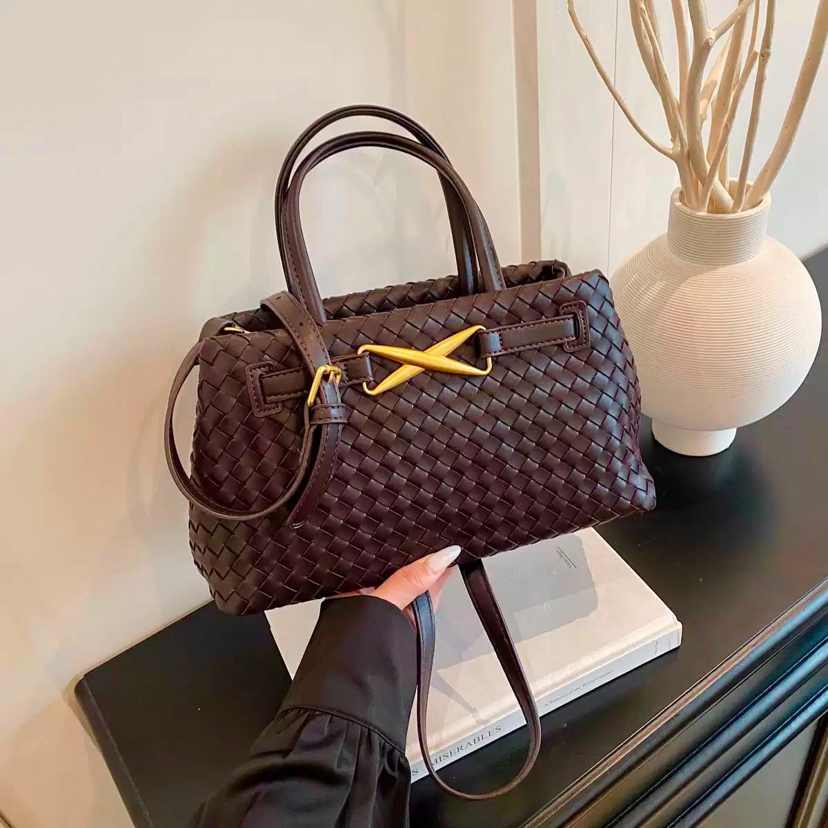 BOTTEGA Woven Leather Top Handle Tote — 29 cm | 7 Colors Without Box