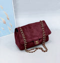 CHANEL Quilted Suede Chain Flap Bag 28cm A+