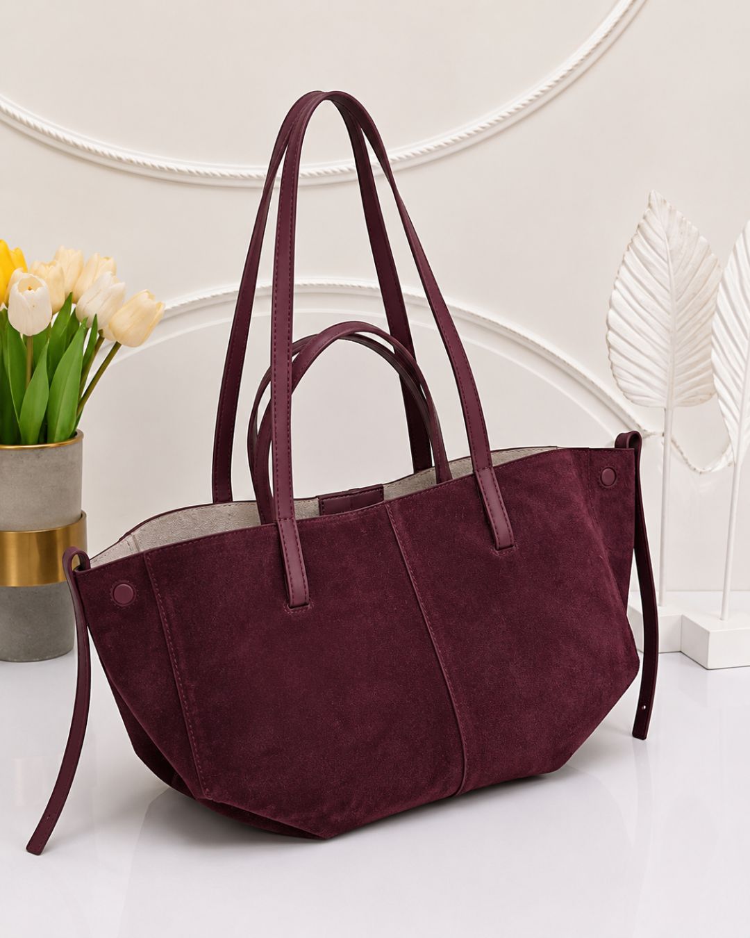 POLÈNE Large Suede Tote 56cm A+