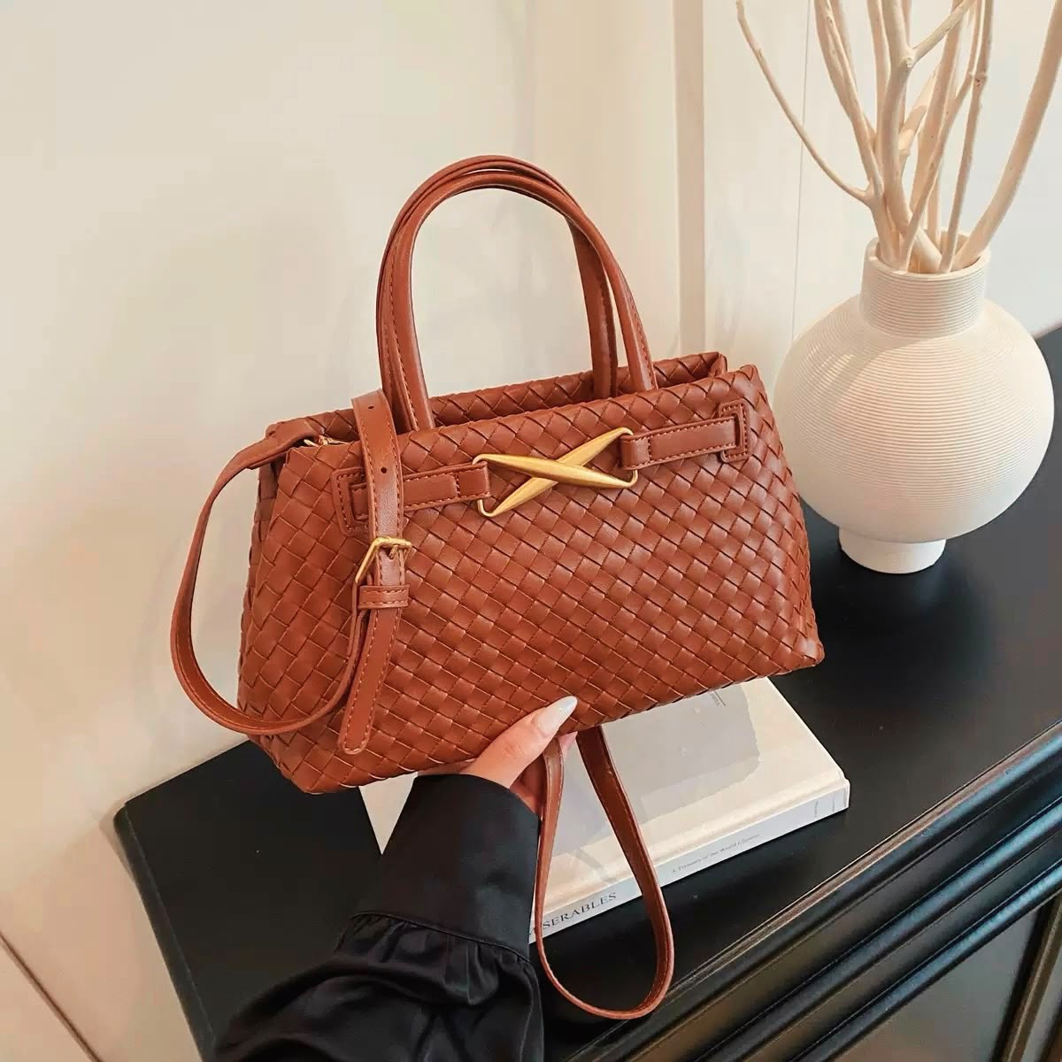 BOTTEGA Woven Leather Top Handle Tote — 29 cm | 7 Colors Without Box