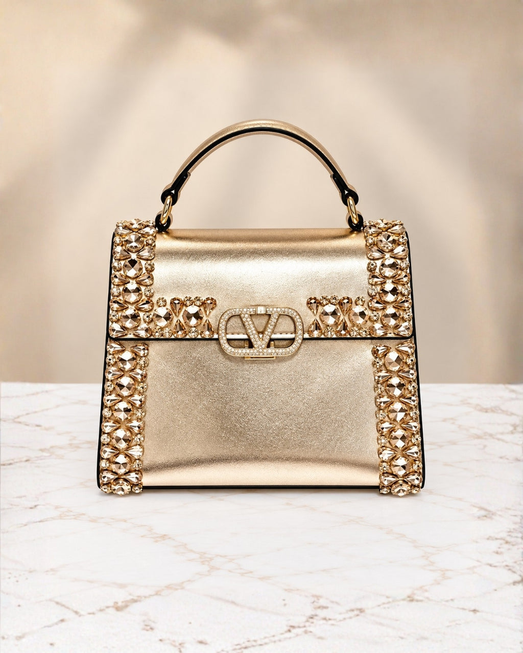 VALENTINO Crystal Top Handle Bag 21cm A+
