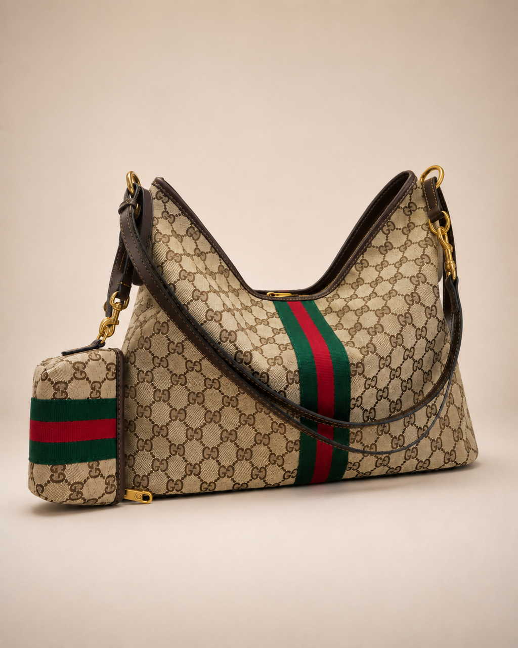 GUCCI GG Supreme Canvas Hobo Bag 40cm A+
