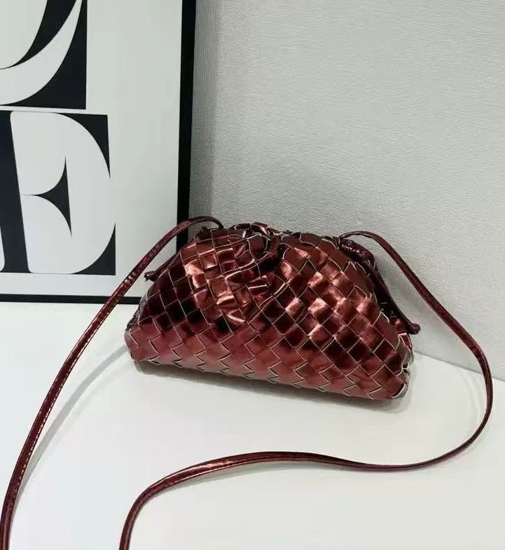 BOTTEGA Woven Metallic Shoulder Bag 24cm