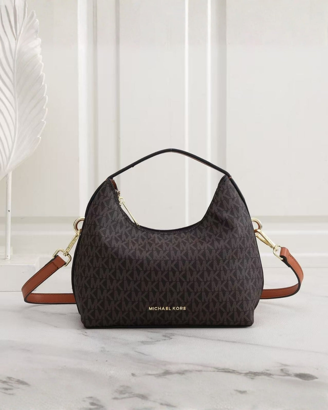 MK Signature Logo Hobo Shoulder Bag 23cm