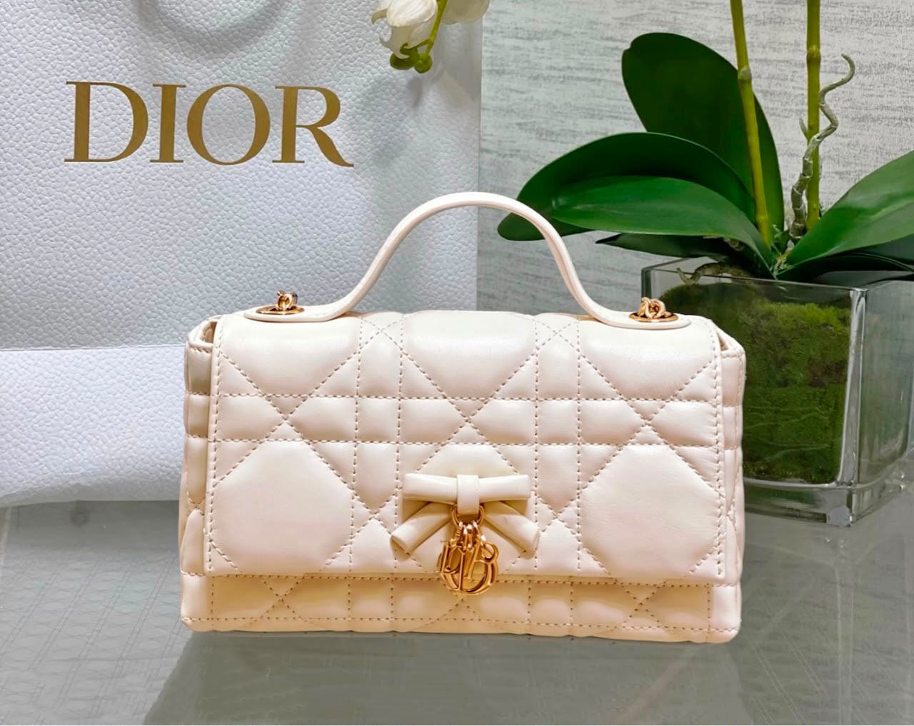 DIOR Quilted Top Handle — 25 cm | 6 Colors with Box