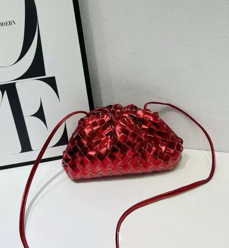 BOTTEGA Woven Metallic Shoulder Bag 24cm