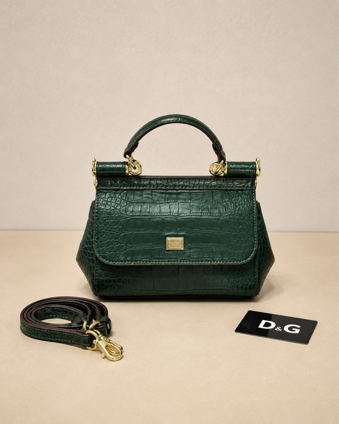 DOLCE & GABBANA Croc Top Handle Bag 20cm