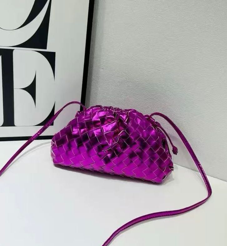 BOTTEGA Woven Metallic Shoulder Bag 24cm