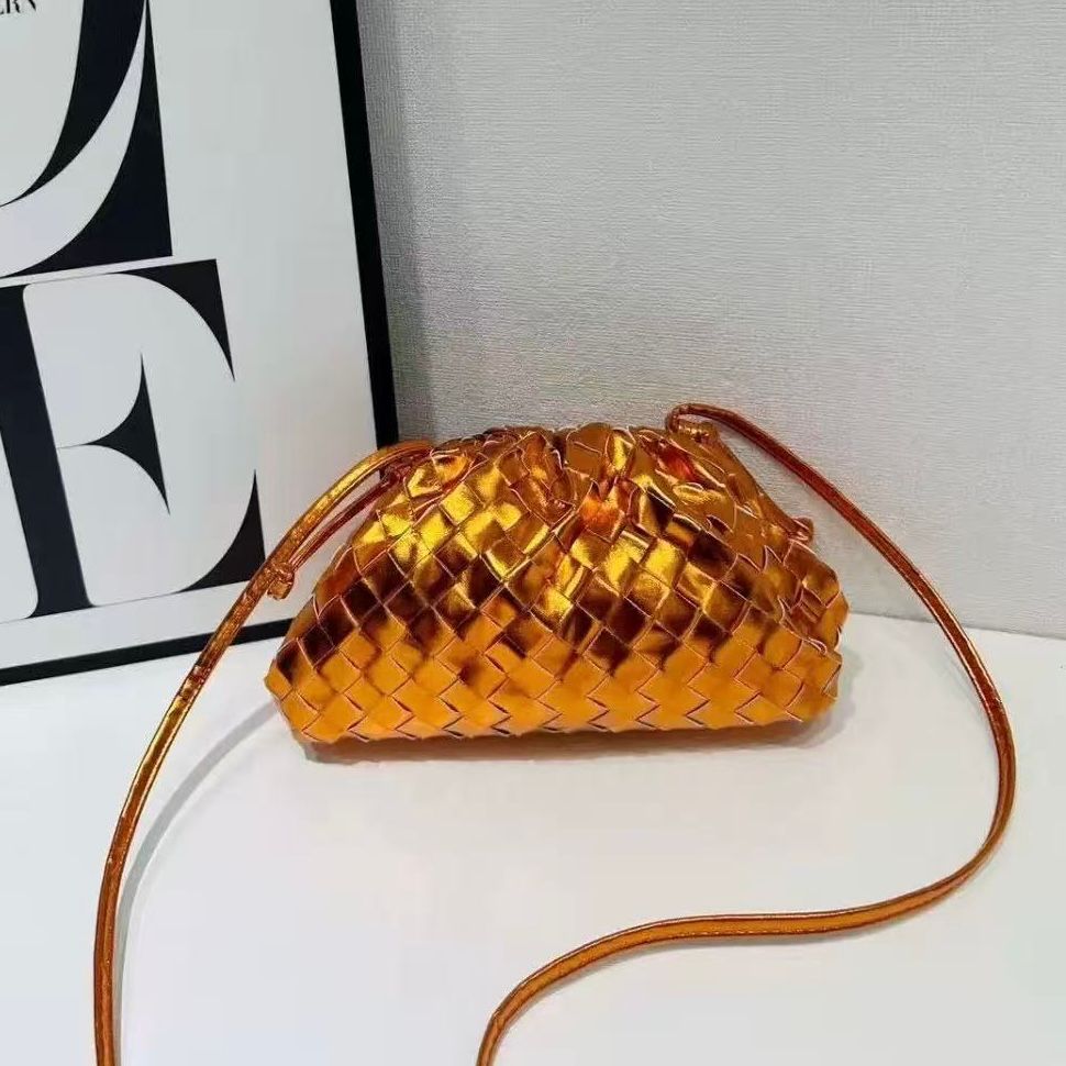 BOTTEGA Woven Metallic Shoulder Bag 24cm