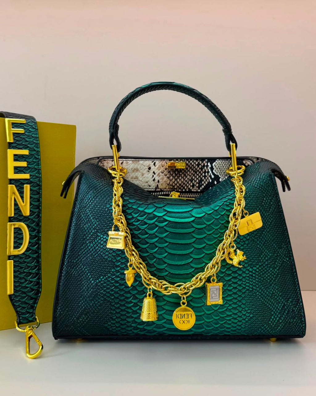 FENDI Python-Embossed Tote 30 cm A+