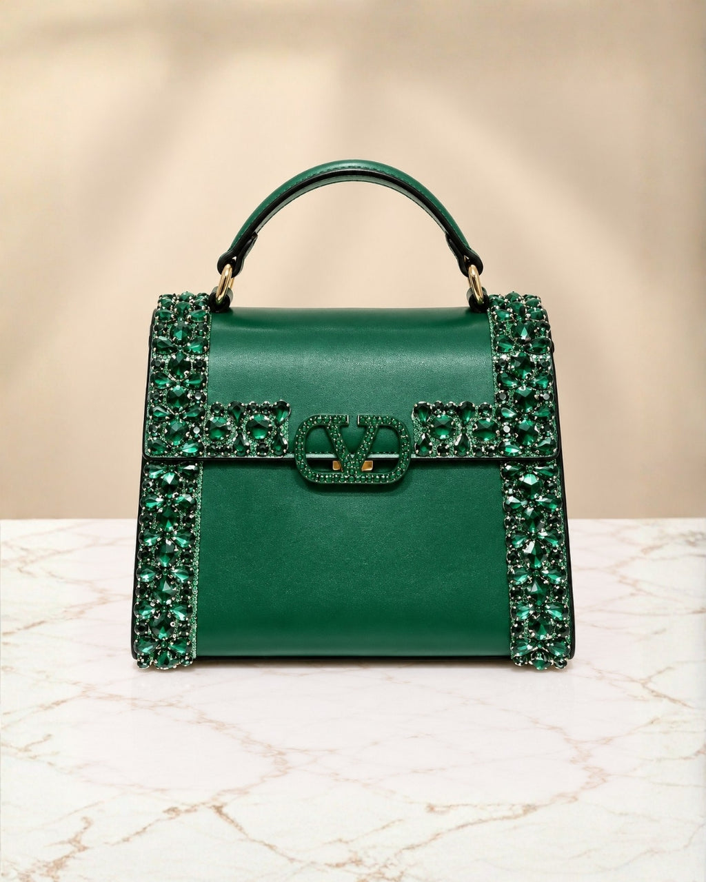VALENTINO Crystal Top Handle Bag 21cm A+