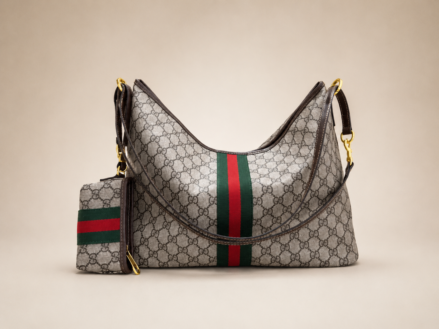 GUCCI GG Supreme Canvas Hobo Bag 40cm A+
