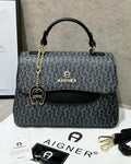 AIGNER Monogram Flap Top Handle Bag 27cm