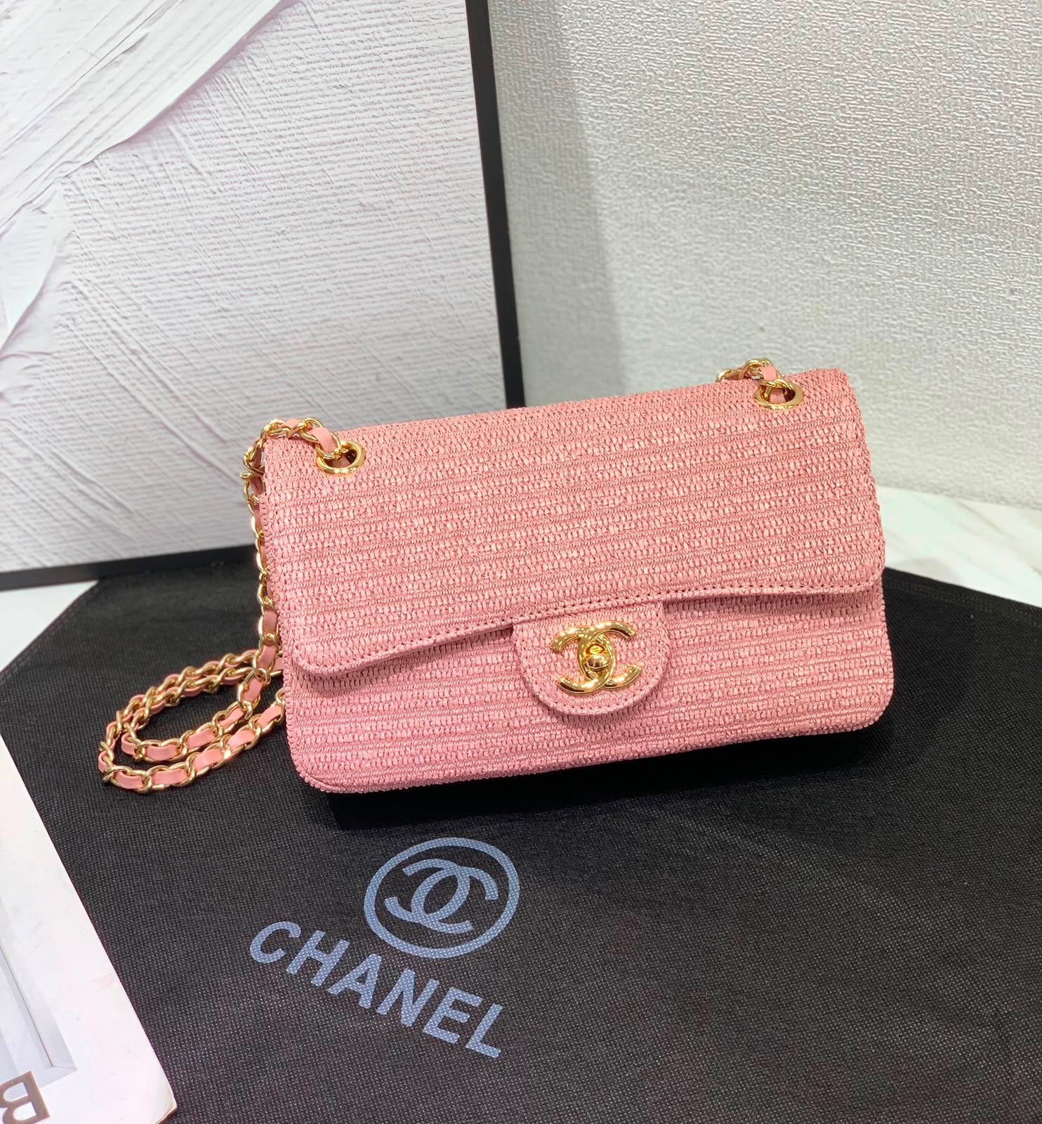 CHANEL Textured Flap Bag 24 cm with Box