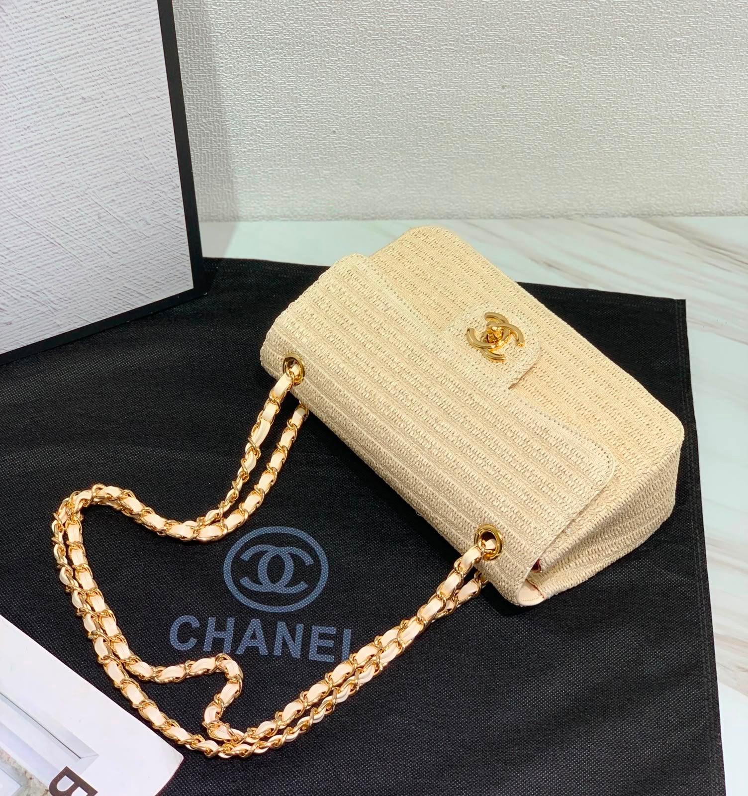 CHANEL Textured Flap Bag 24 cm with Box