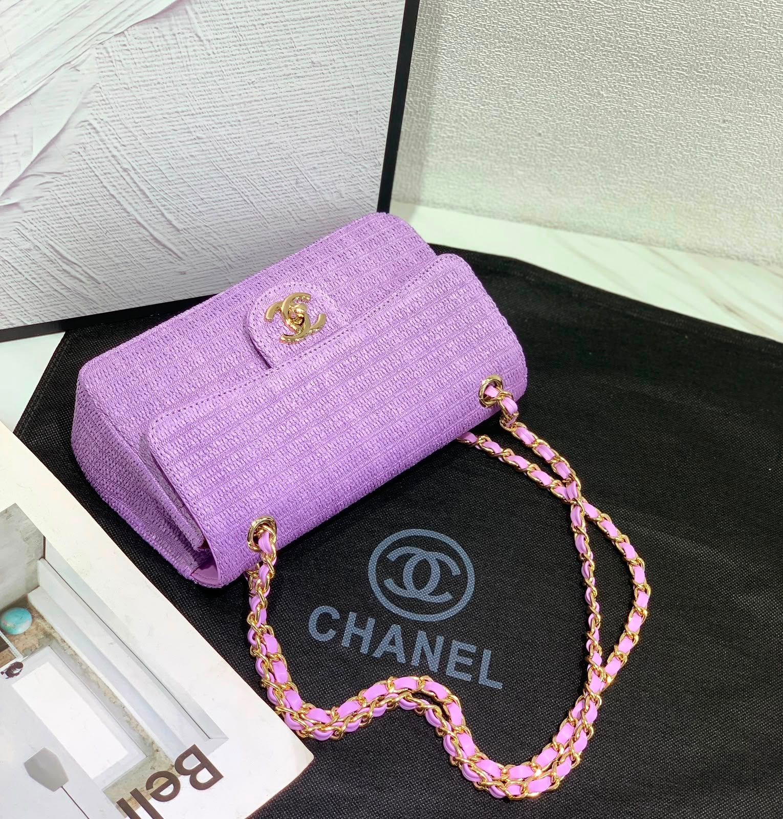 CHANEL Textured Flap Bag 24 cm with Box