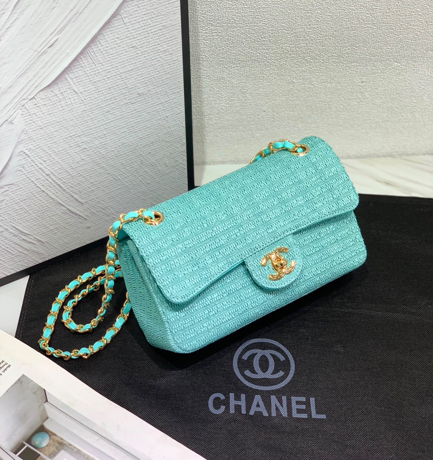 CHANEL Textured Flap Bag 24 cm with Box