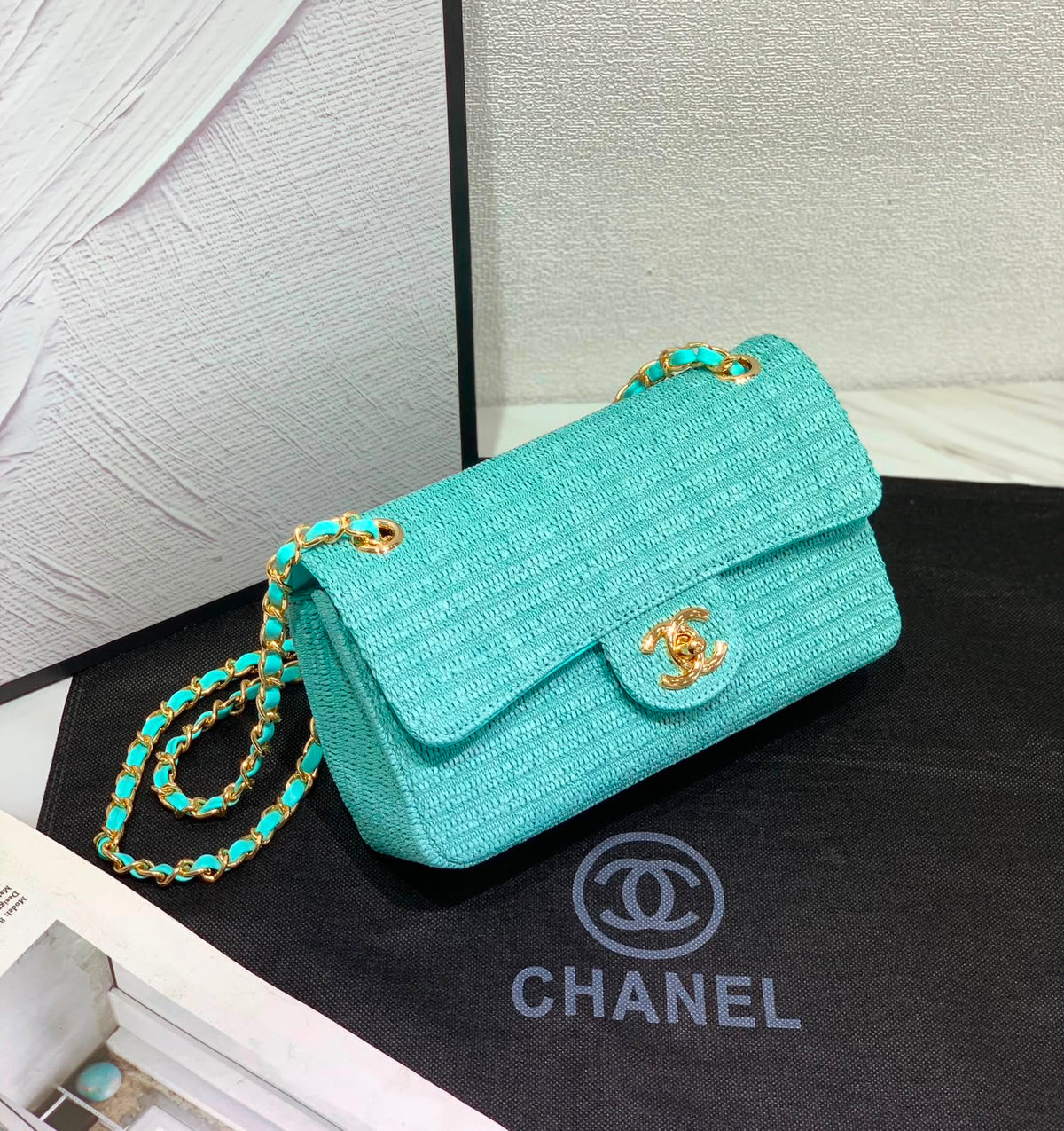 CHANEL Textured Flap Bag 24 cm with Box