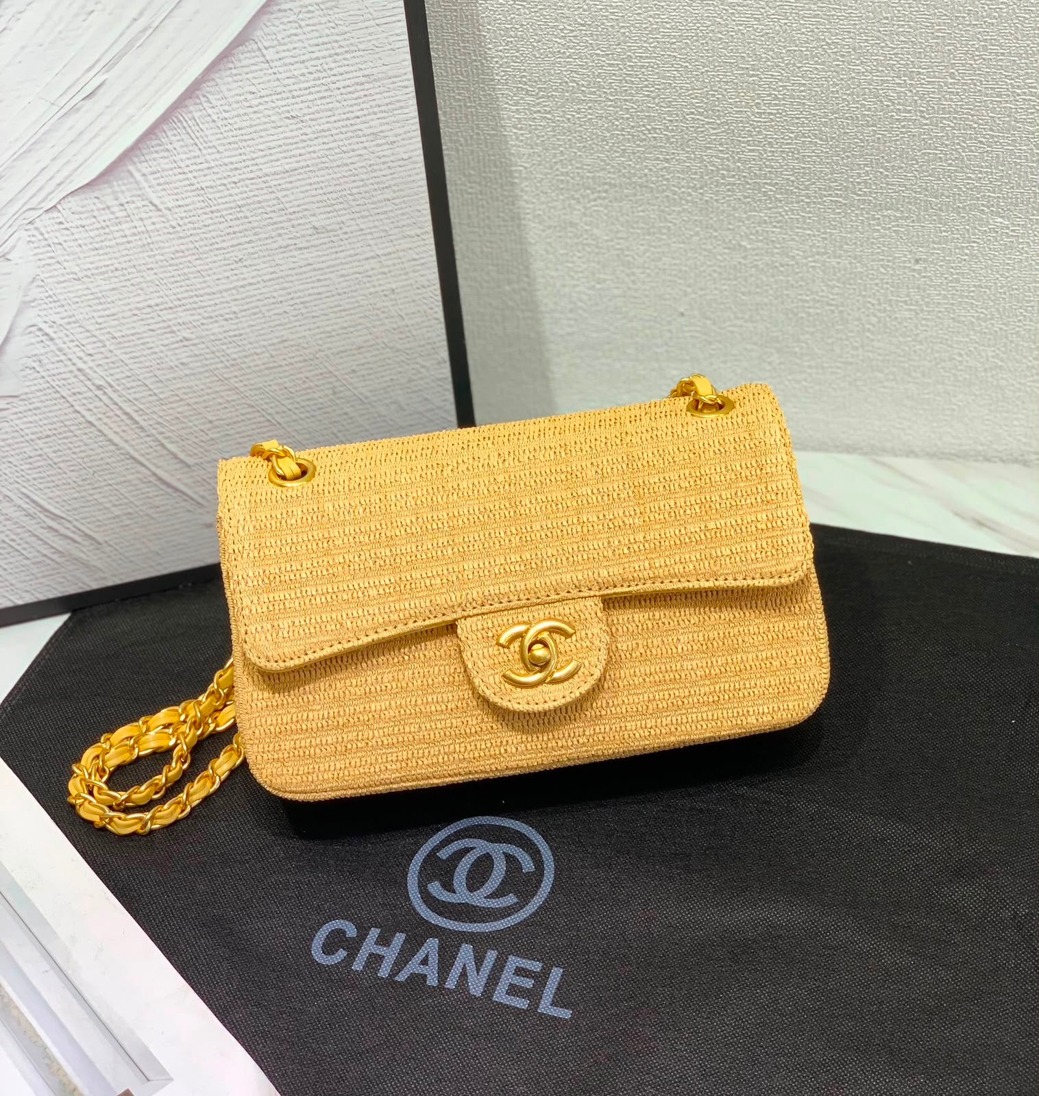 CHANEL Textured Flap Bag 24 cm with Box