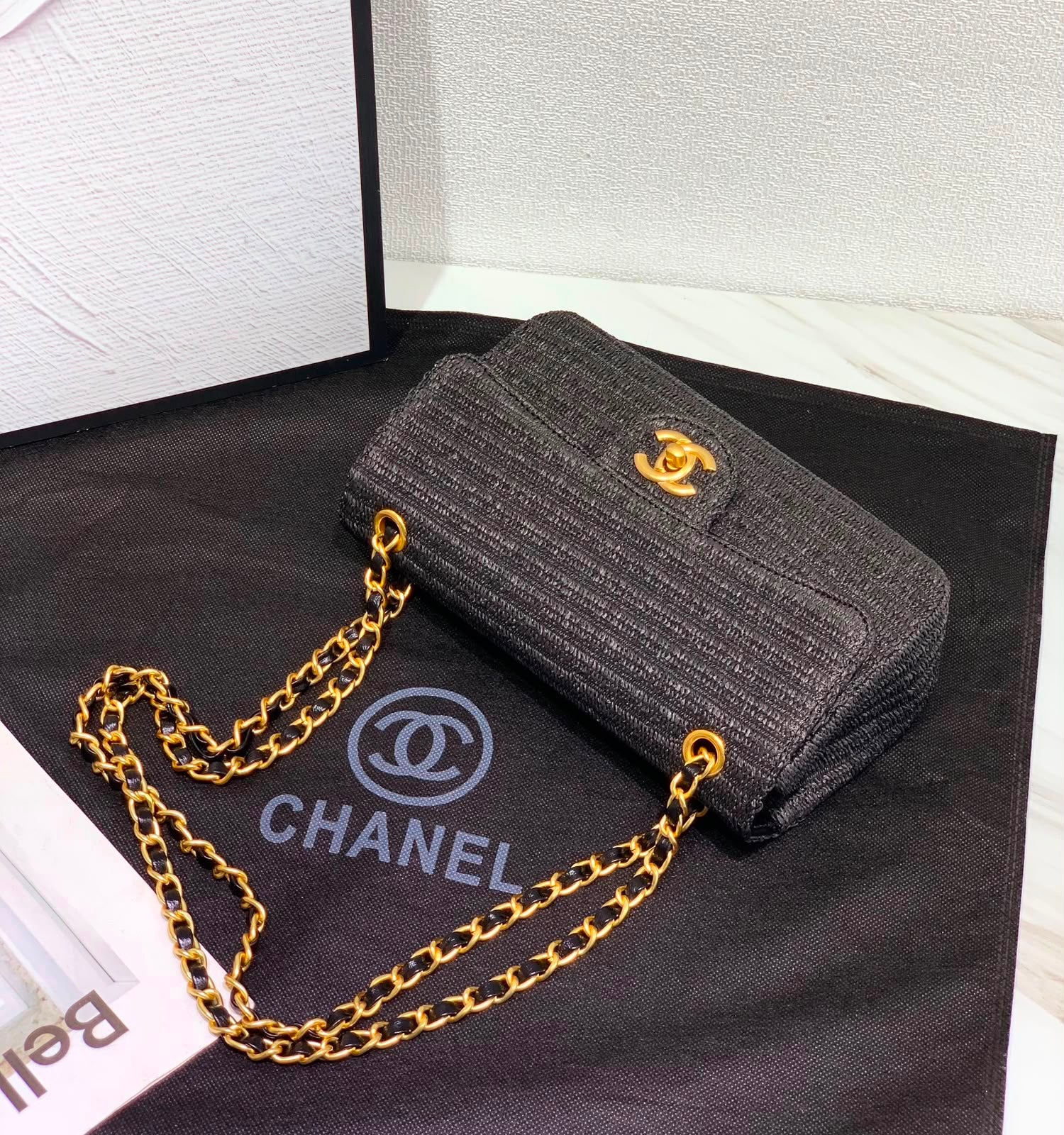 CHANEL Textured Flap Bag 24 cm with Box