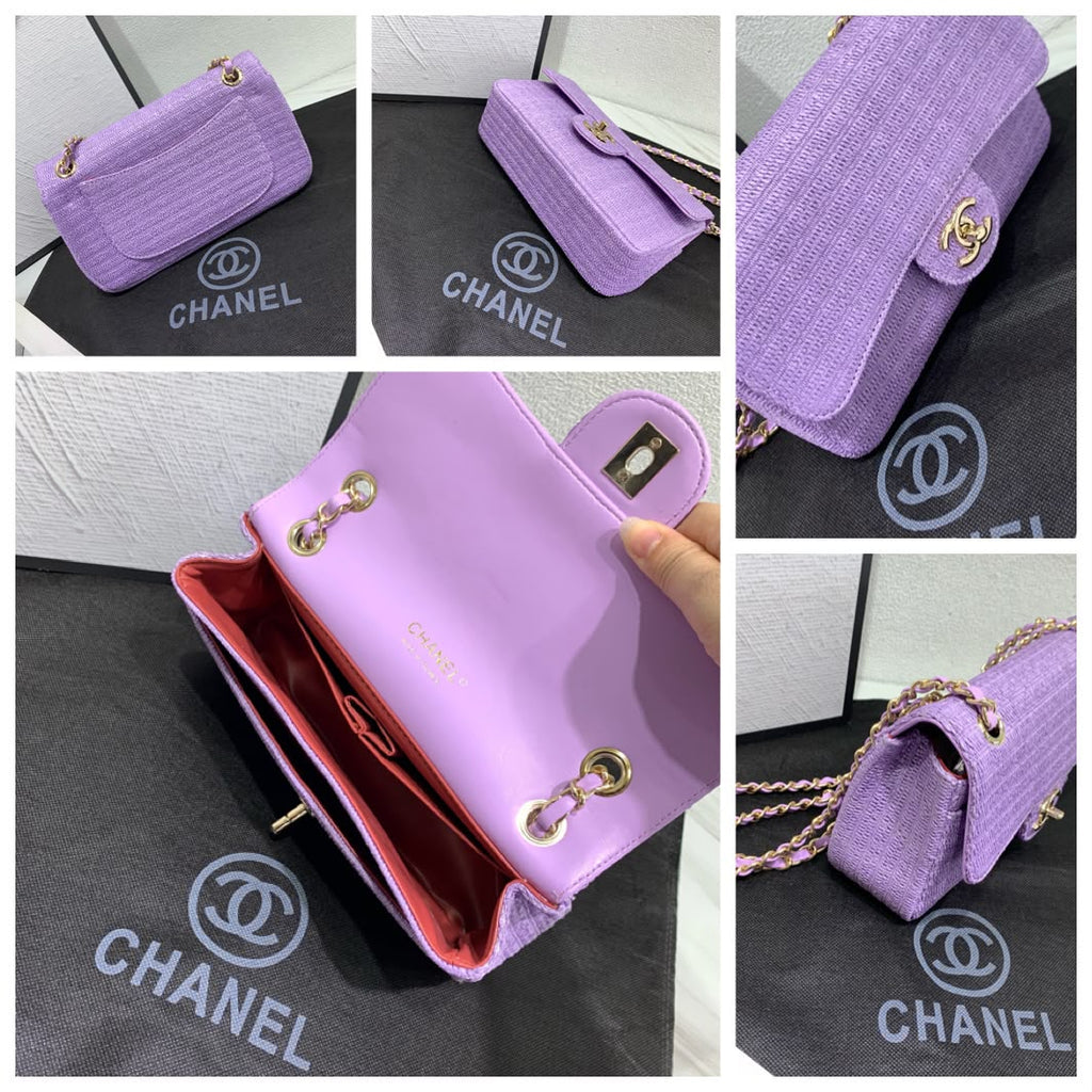 CHANEL Textured Flap Bag 24 cm with Box