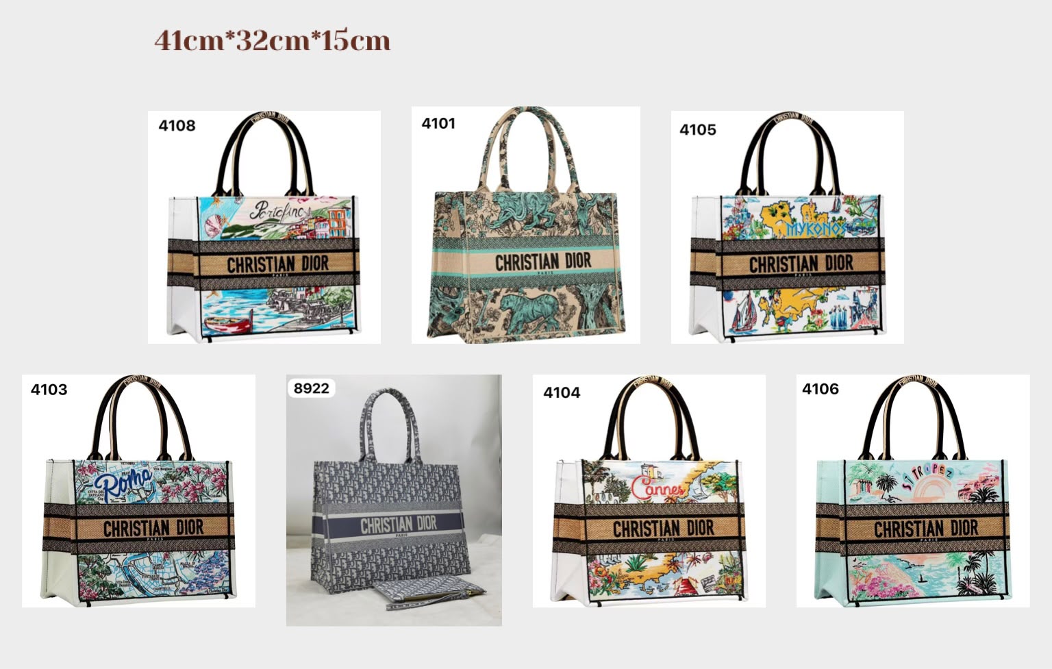 حقيبة يد ديور مطرزة 41 سم بدون علبة