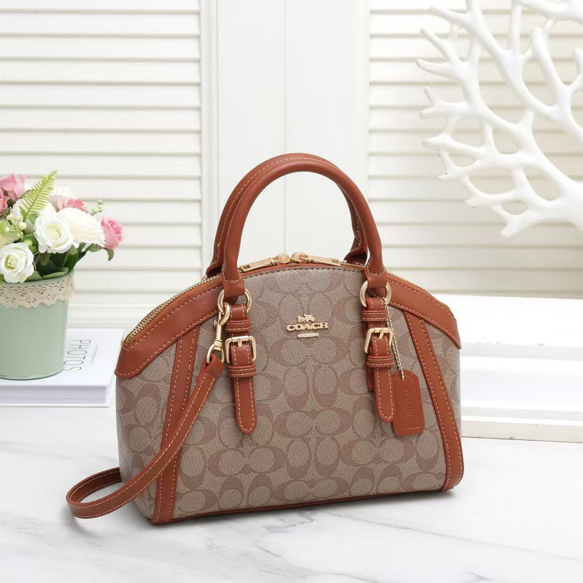 COACH Structured Dome Satchel Handbag 26cm
