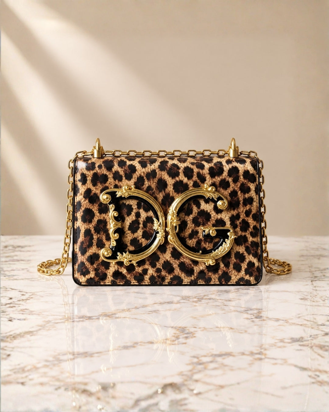 DOLCE & GABBANA Leopard Print Crossbody Bag 22cm