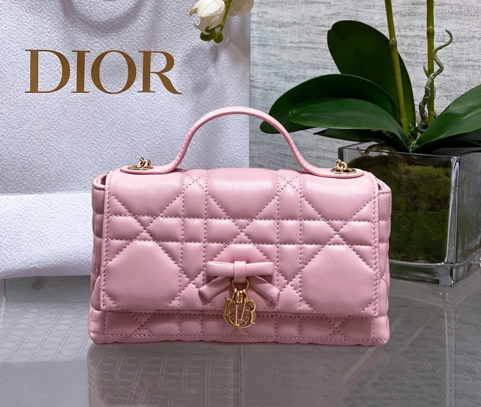 DIOR Quilted Top Handle — 25 cm | 6 Colors with Box