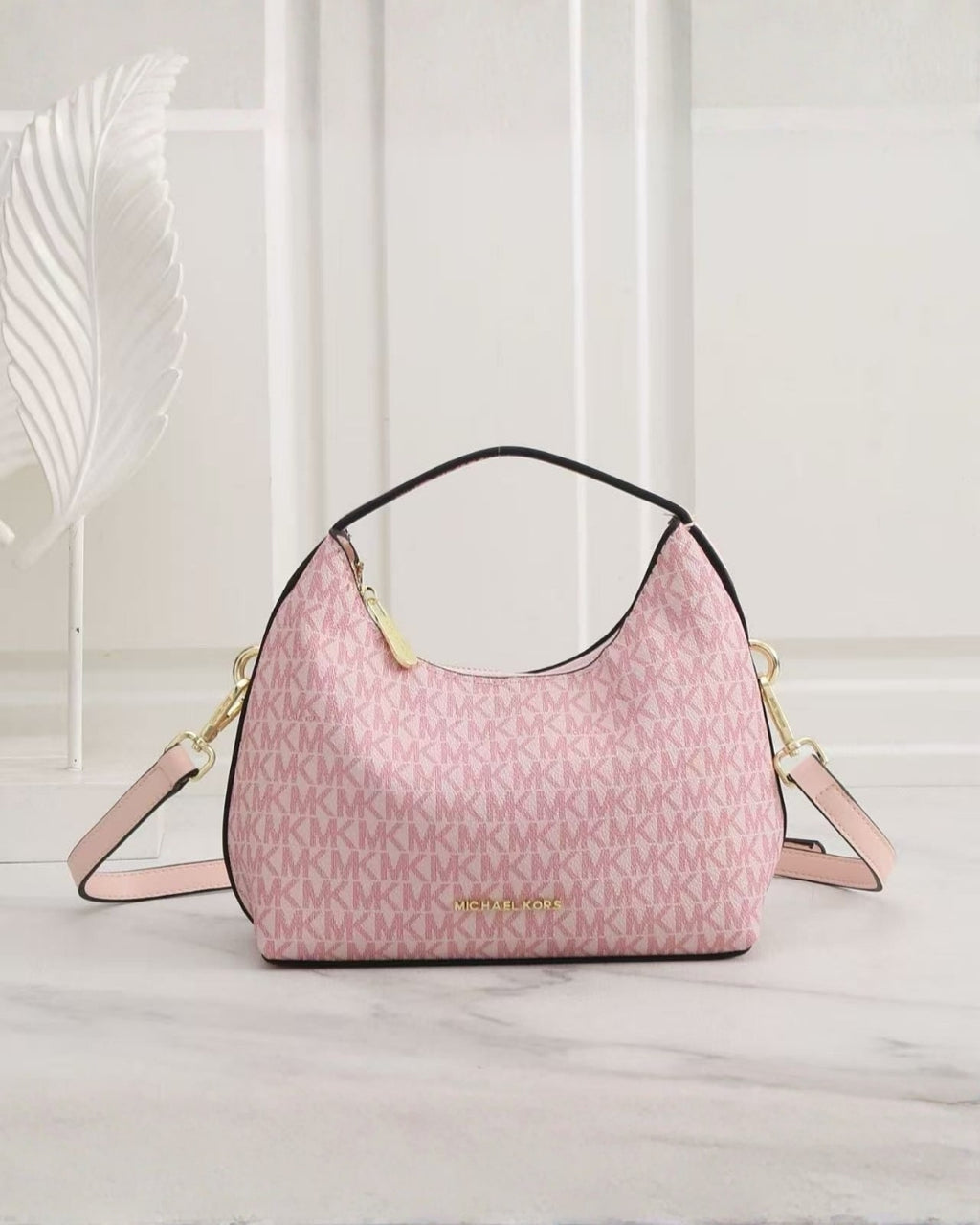 MK Signature Logo Hobo Shoulder Bag 23cm