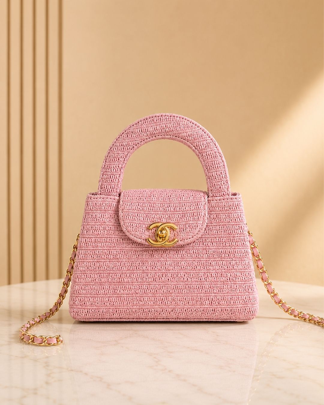 CHANEL MINI Woven Top Handle Bag 20 cm