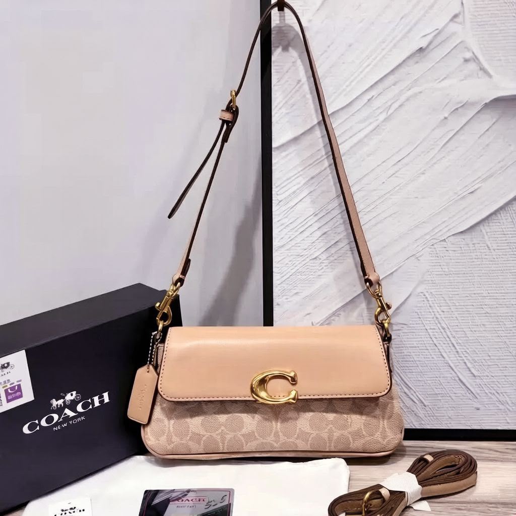 COACH Signature Flap Shoulder Bag — 25 cm | 6 Colors With Box