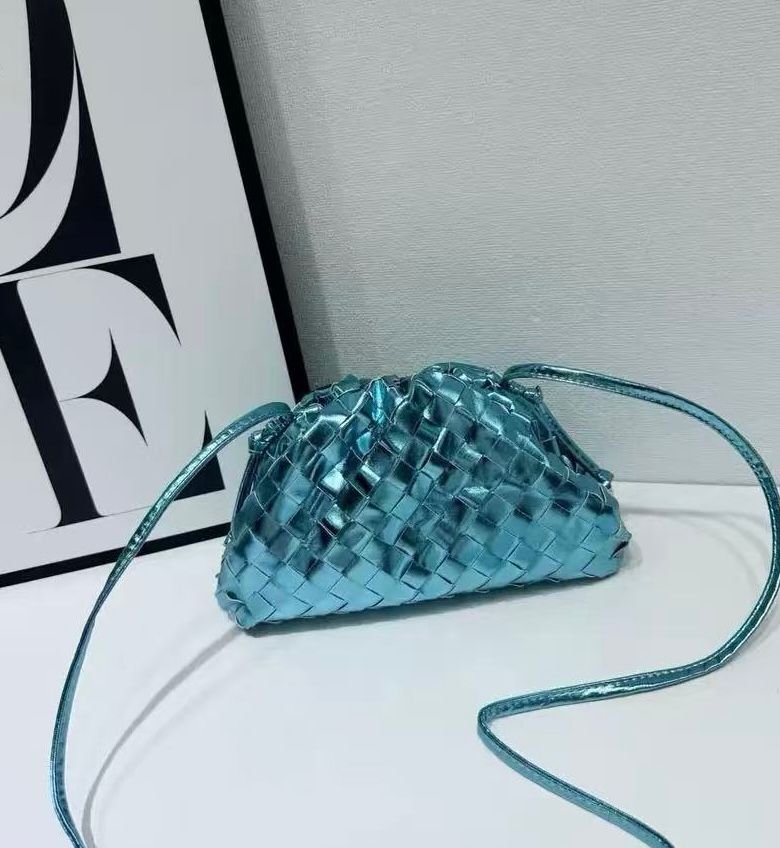 BOTTEGA Woven Metallic Shoulder Bag 24cm