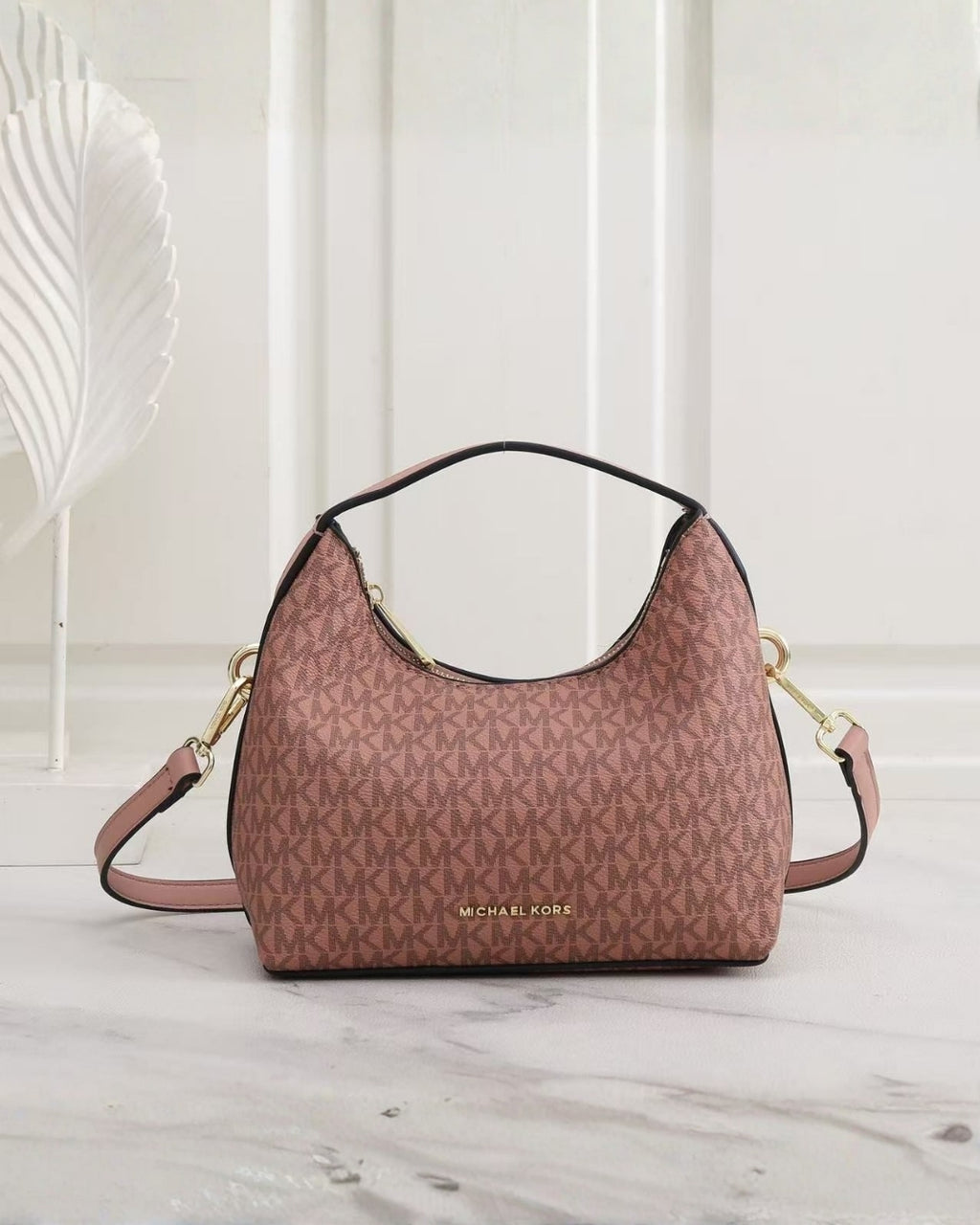 MK Signature Logo Hobo Shoulder Bag 23cm