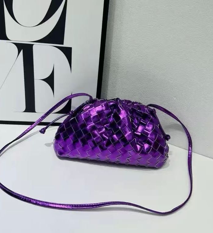 BOTTEGA Woven Metallic Shoulder Bag 24cm