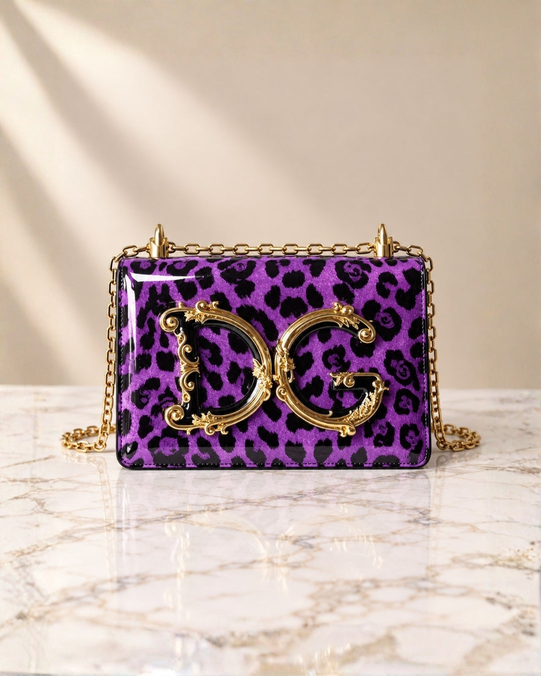 DOLCE & GABBANA Leopard Print Crossbody Bag 22cm