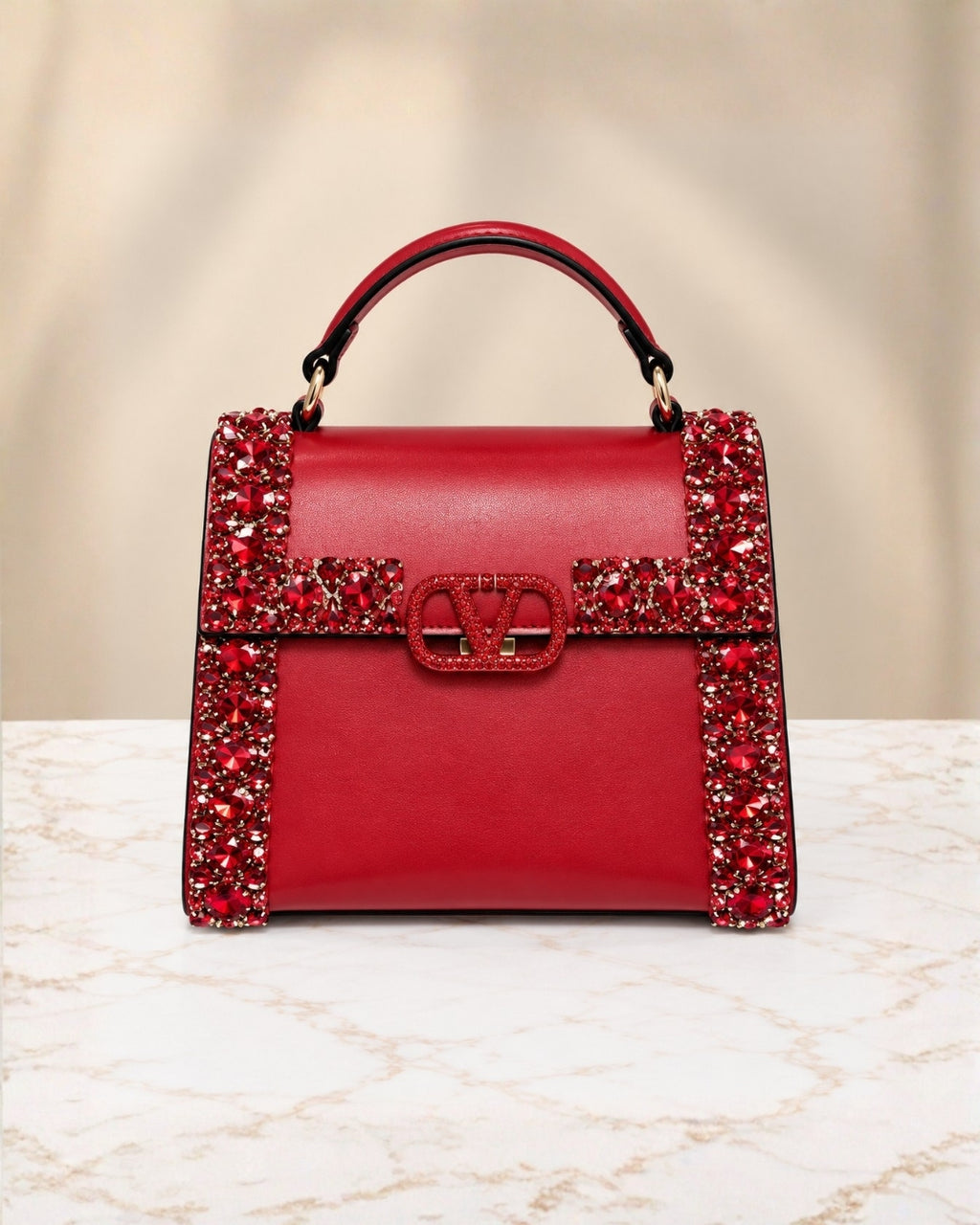 VALENTINO Crystal Top Handle Bag 21cm A+
