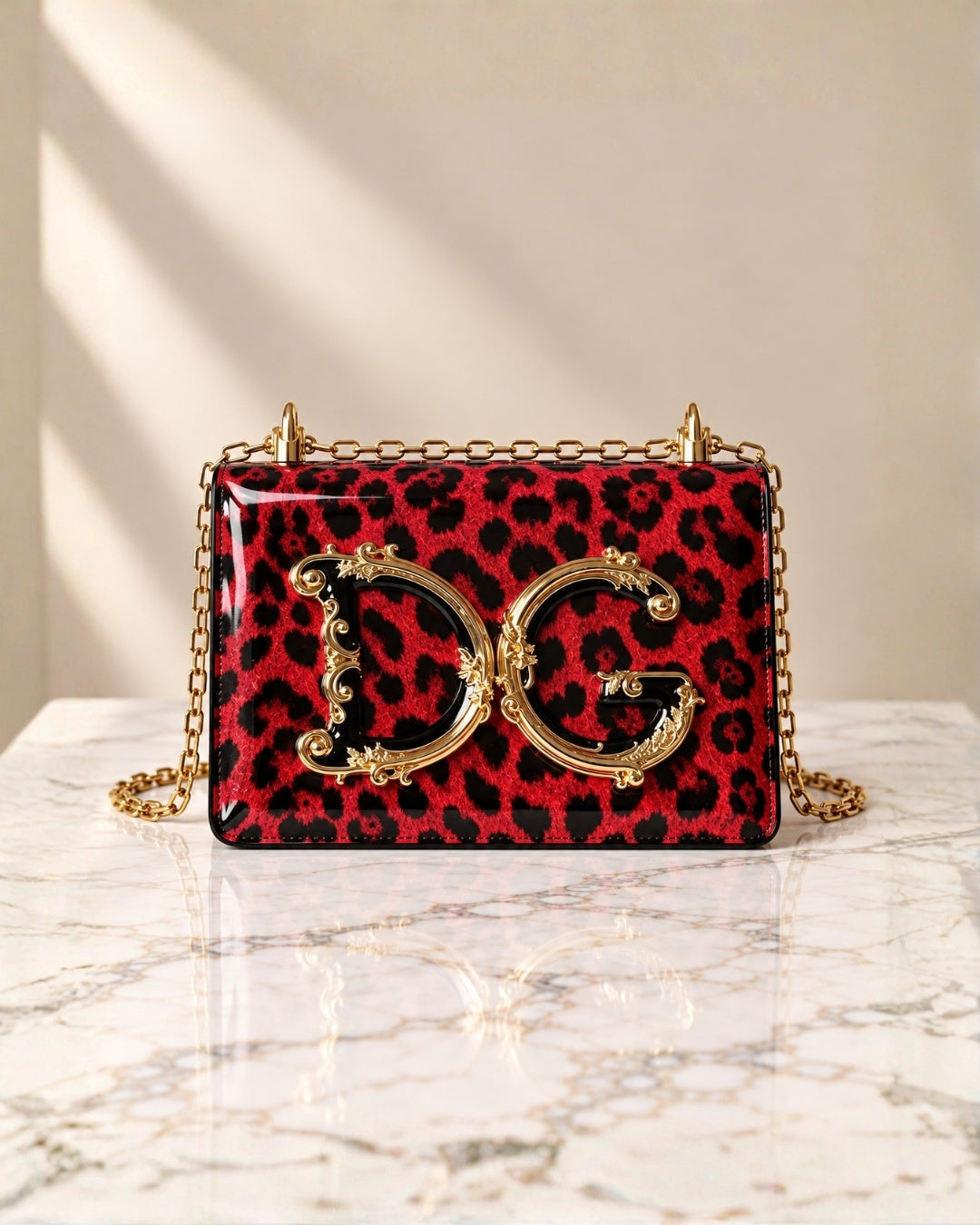 DOLCE & GABBANA Leopard Print Crossbody Bag 22cm
