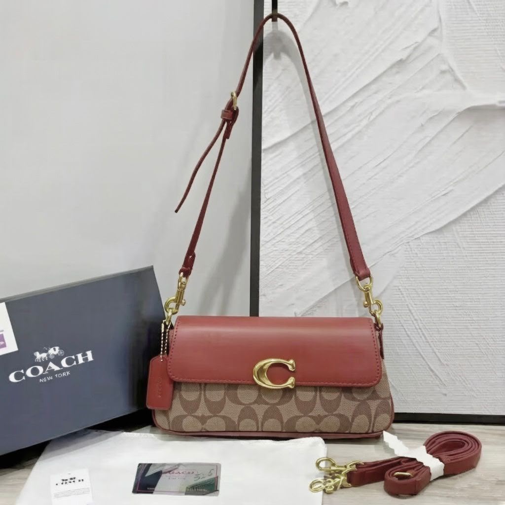 COACH Signature Flap Shoulder Bag — 25 cm | 6 Colors With Box