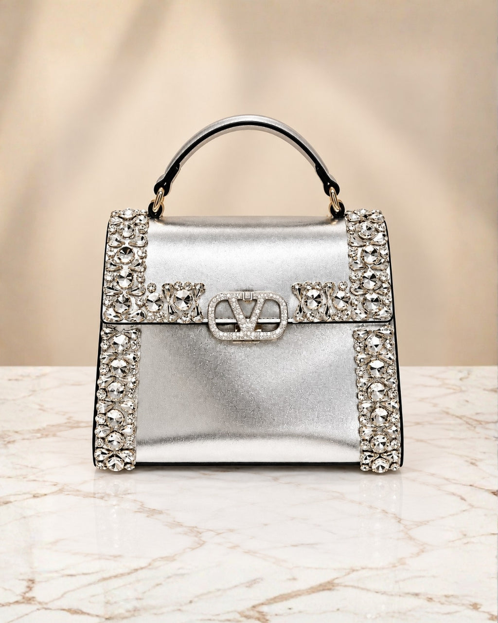 VALENTINO Crystal Top Handle Bag 21cm A+