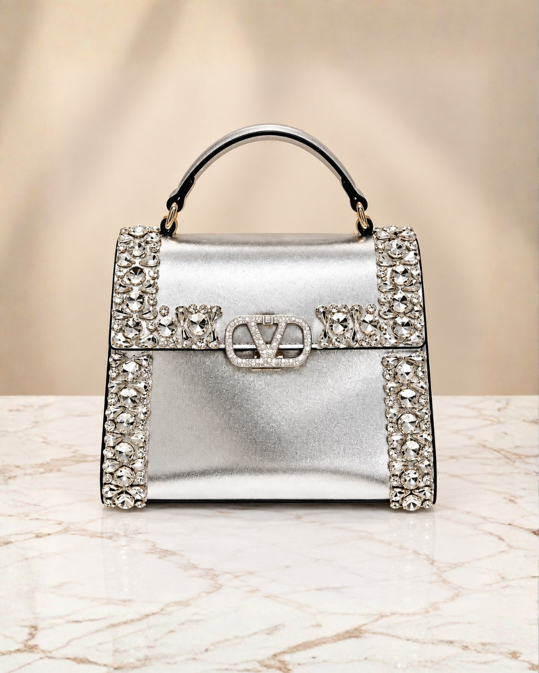 VALENTINO Crystal Top Handle Bag 21cm A+