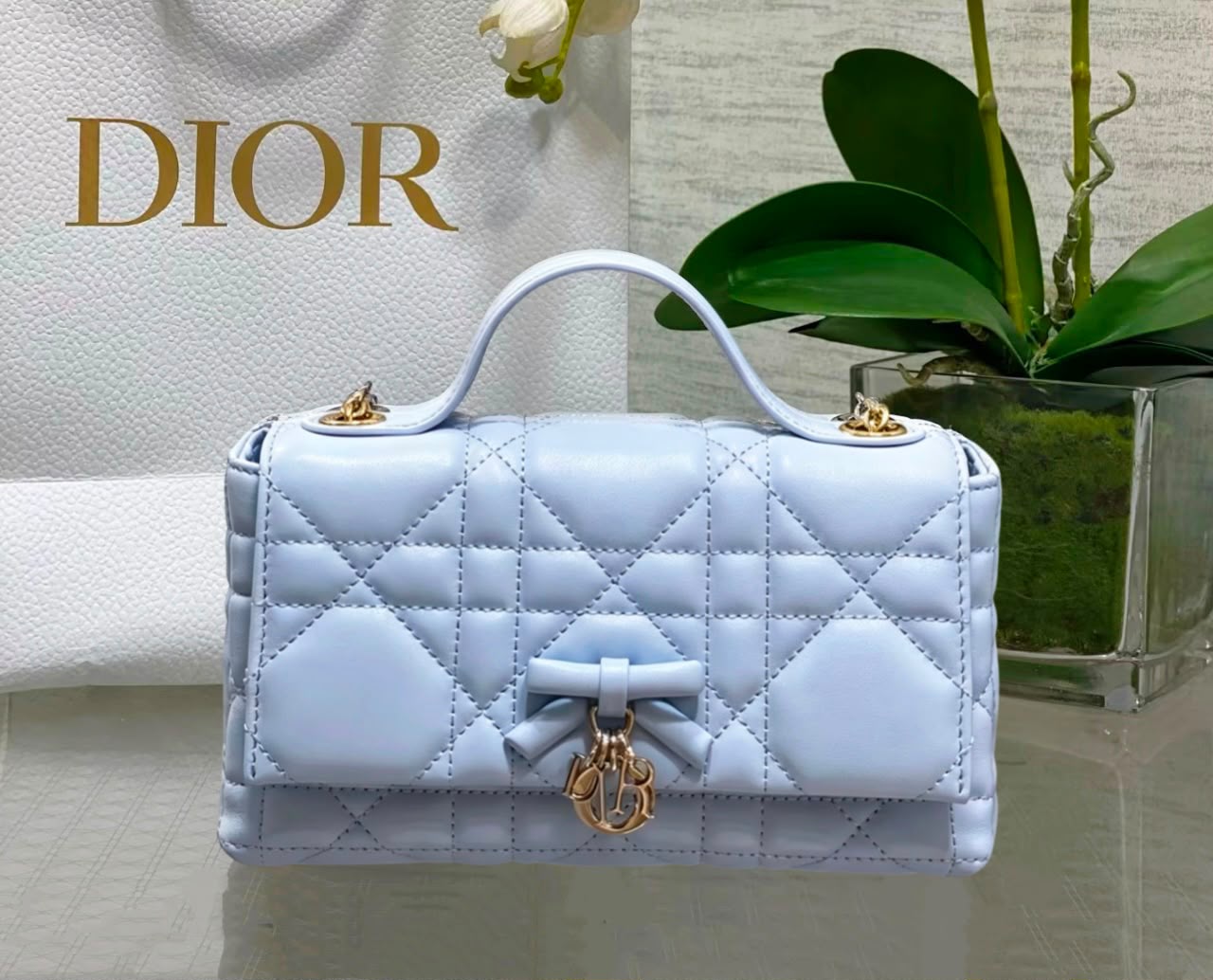 DIOR Quilted Top Handle — 25 cm | 6 Colors with Box
